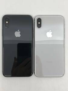 1円～ Apple iPhone X 64GB MQAX2J/A Space Gray スペースグレイ MQAY2J/A Silver シルバー Simフリー 中古本体 ２台セット