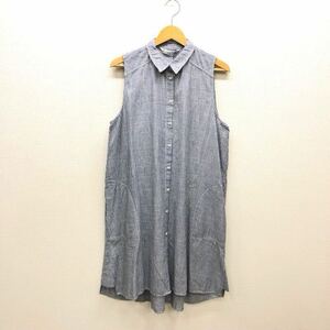 【ち057】ZARA BASIC Z1975DENIM ストライプ柄ワンピース タグ付き (USA)Mサイズ ノースリーブ 膝丈 前開き 薄地 ブランド古着 送料無料