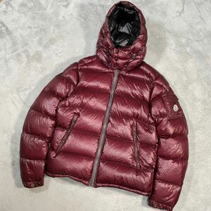 1円　美品　 MONCLER モンクレール　ダウンジャケット　アウター　ワンポイントワッペン　ボルドー　3サイズ　10951