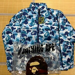 A BATHING APE BAPE KAWS BLUE CAMO 迷彩　DOWN JACKET ダウンジャケット　ブルーカモ　2XL サイドライン　STA BABY MILO SHARK XXL