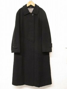 i3219：難あり*DAKS（ダックス）カシミヤ混ロングコート 7AB2 ステンカラーコート レディース ブラック黒/ツバメコート