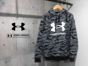 22FW UNDER ARMOURアンダーアーマー カモフラ ライバルフリース ビッグロゴ プリント フーディL/裏起毛 プルオーバー 迷彩パーカー/1375511