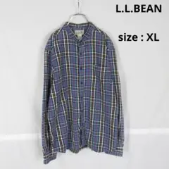 00s L.L.BEAN バンドカラー フランネル チェック シャツ XL