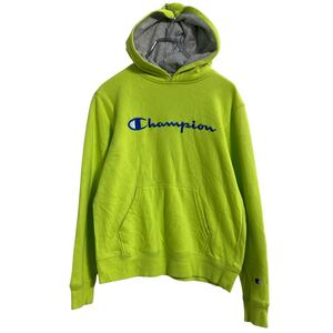 Champion ロゴスウェット パーカー キッズ L ライトグリーン チャンピオン プルオーバー スポーツ 蛍光 古着卸 アメリカ仕入 a611-7414