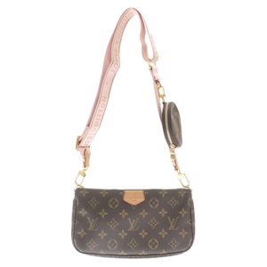 LOUIS VUITTON ルイヴィトン ミュルティ ポシェット アクセソワール モノグラム レザー ショルダーバッグ ブラウン/ピンク M44840 SR0251