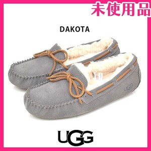 新品未使用品 UGG Australia アグ ダコタ DAKOTA リボン モカシン スリッポン フラットシューズ グレー PEWTER JP24cm dakota-24