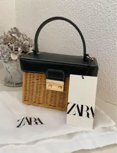 新品　ZARA ハンドルウォーブン ミノディエール　かごバッグ　ラタンショルダー