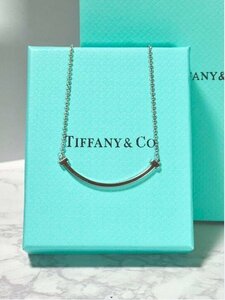 美品中古品 TIFFANY&Co. ティファニー Tスマイル ネックレス ホワイトゴールド