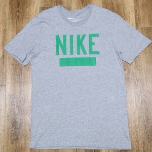 ■NIKE ナイキ■カレッジ ロゴ プリント Tシャツ■メンズ L 霜降りグレー 半袖 ビンテージ クラック 加工■縦ナイキ old