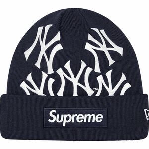 送料無料 ネイビー Supreme Yankees New Era Box Logo Beanie Navy シュプリーム ヤンキース ニューエラ ボックスロゴ ビーニー ニット帽