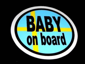 BC●スウェーデンBABY on boardステッカー 10cmサイズ●赤ちゃん車に乗ってます IN CAR ベビー かわいい☆VOLVOに☆ヨーロッパ おしゃれ EU