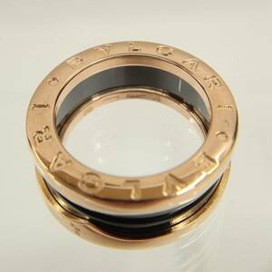 【箱付き！新品仕上げ】BVLGARI ブルガリ BZero1 ビーゼロワン スリーバンド ブランドアクセサリー 18金 ピンクゴールド ブラック 10号