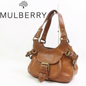 ◆MULBERRY/マルベリー レザー 肩掛け ショルダー ハンド バッグ ブラウン