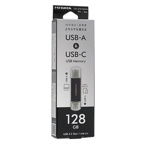 【ゆうパケット対応】I-O DATA アイ・オー・データ USB-A＆USB-C 搭載USBメモリー U3C-STD128G/K 128GB ブラック [管理:1000028551]