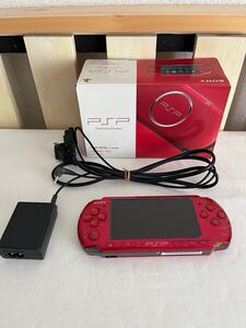 充電接触悪い/通電確認済み/ジャンク品　PSP-3000 ラディアントレッド