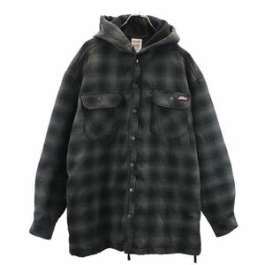 ディッキーズ チェック柄 ジャケット XL グレー系 Dickies 裏起毛 フード メンズ