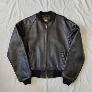 80s 90s アメリカ製 USA製 VANSON バンソン チームジャケット TJ レザーブルゾン レザージャケット ライダース 38