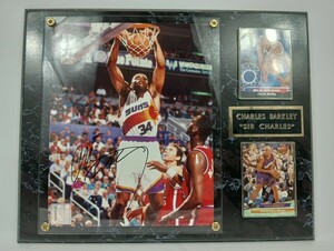 未使用保管品 NBA CHARLES BARKLEY SIR CHARLES certificate of authenticity 直筆サイン 木製台 フォトプラーク チャールズバークレー