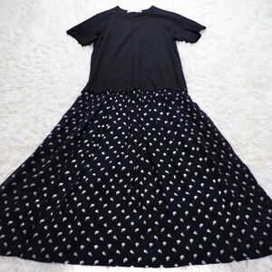 COMME des GARCONS コムコム 半袖ロングワンピース 切替 ドッキングワンピース RＭ-Ｏ016 AD2013 ギャザースカート コムデギャルソン