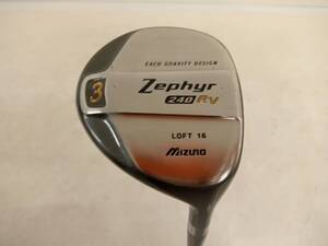 ★即決！★使用感少なめ★mizuno/ミズノ★メンズ右打ち用フェアウェイウッド/FW/3W★Zephyr 240 RV★R★16°★#61116MW_PRO★