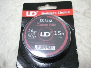 電子タバコ　コイル ワイヤー　UD SS316L クラプトン 26+30AWG　15ft(5m)　vape　送料無料