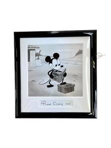 NO.1443 【真作】 PLANE CRAZY アニメーション セル画 限定品 額装 プレーンクレイジー ミッキー モノクロ 白黒 WALT DISNEY ディズニー