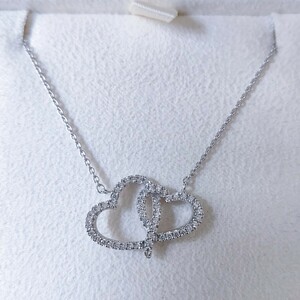 スタージュエリー ダイヤモンド ハート ネックレス K18WG 0.15ct 3.6g