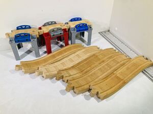 木製レール 木製トーマス 純正■足が４本の橋脚３個 坂レール５本 スロープ 立体交差■ブリオ イケア イマジナリウム 互換