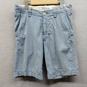 G536 Abercrombie&Fitch アバクロンビーアンドフィッチ ハーフ パンツ 14 ブルー ヒッコリー ピン ストライプ アメカジ ワーク 古着