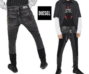 ●絶品！W78 極美品 DIESEL ディーゼル D-AMNY-BK-SP イタリア製 ストレッチ ブリーチ デニムパンツ メンズ 黒 即決 即納 55dsl●777b