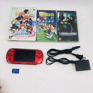 1円〜◆SONY PSP 3000 美品 本体 ラディアント レッド バッテリー無◆動作確認済 SONY PlayStation Portable オマケ 充電器/メモリーカード