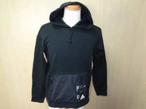 b159◆adidas ウーブン ポケットパーカー◆アディダス L 黒色 ポリコットン素材 フーディー プルオーバー Woven Pocket Hoodie FL5712 5B