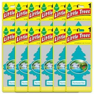 送料無料！Little Trees リトルツリー 12枚セット「レインフォレスト ミスト」エアフレッシュナー 消臭 芳香剤 インテリア アメリカン雑貨