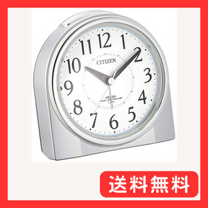 リズム(RHYTHM) シチズン 目覚まし時計 電波時計 夜間常時点灯 ネムリーナリング シルバー 125x121x73
