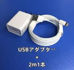 1個 USB充電器 2m1本 ライトニングケーブル データ転送ケーブ [ma5]