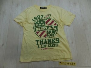 roial ロイアル レディース りんご ビッグロゴ 両面プリント 半袖Tシャツ S 黄色