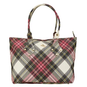 中古 美品 ヴィヴィアンウエストウッド ハンドバッグ トートバッグ チェック ピンク レディース Vivienne Westwood 【送料無料】【西神店】