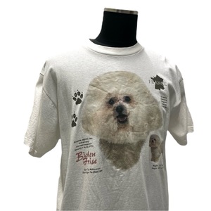 USA古着 90s ビジョンフリーゼ プリント Tシャツ メンズ Lサイズ カナダ製 / 犬 白 アニマル 動物 King Fashions ヴィンテージ 90年代