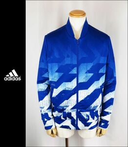 ■■＜極美品＞アディダス＜ADIDAS GOLF＞Geometric print FULL ZIP Track right JKT＜blue：L＞■■