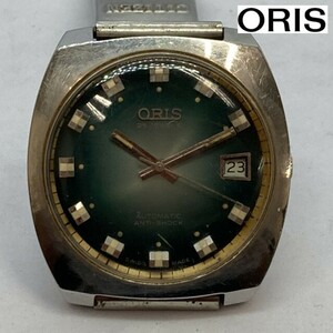 【可動品】QRIS オリス ANTI-SHOOS 25石 オートマチック 腕時計 ベゼル/ゴールド 文字盤/グリーン 5230