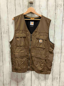 Carhartt カーハート ベージュ ブラウン 101978 205 薄手 FORCE ベスト Lサイズ コロンビア製 ワンポイントロゴ メンズインナー