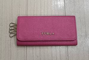 ★送料無料　FURLA レザー 6連 キーケース 鍵入れ レディース ピンク系★