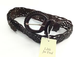 メッシュデザインベルト Little Joe Fred 再生皮革 対応サイズ93cmまで チョコ