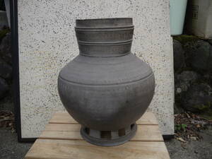 【A30603】須恵器　壺 花瓶 新羅 やや大型　「直径30cmｘ高さ38cm」