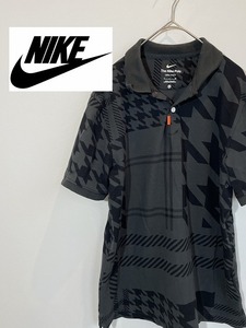 NIKE GOLF　 ポロシャツ　サイズS　 黒千鳥柄　0243