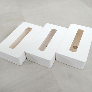 【☆1円スタート☆】YAMAZAKI 山崎 ティッシュ ケース BOX ホワイト 合計3点 インテリア 収納 約 50mm × 210mm × 110mm MA969