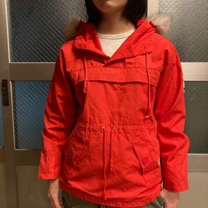 1970s 80s Euro VINTAGE ヴィンテージ デンマーク製 ANORAK PARKA アノラックマウンテンパーカー ミリタリー ユーロプルオーバー 赤