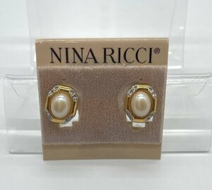 △自宅保管品 ニナリッチ NINARICCI フェイクパール ゴールドカラー イヤリング