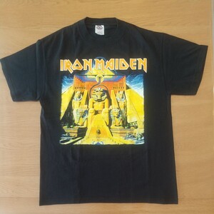 アイアン・メイデン 【正規品】 IRON MAIDEN ロックTシャツ⑤ Mサイズ黒 USED着用回数少なめ WORLD SLAVERY TOUR 84-85 コピーライト[2004]