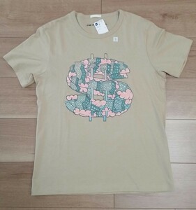 メンズ Sサイズ 新品 未使用 JOHN P. DESSEREAU グラフィックT ベージュ 綿100 半袖 プリントTシャツ GU 男女兼用 送料無料